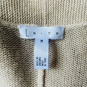Leith Medium Open-Front Longline Wool Blend Beige Knit Cardigan GUC